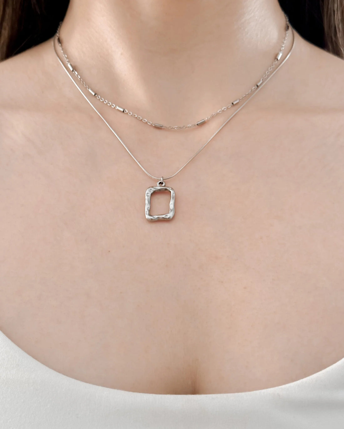 Quad Double Silver Necklace